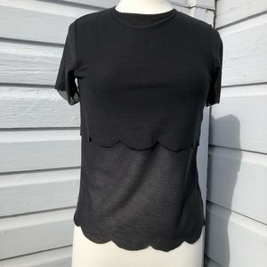 ASOS DESIGN black scallop hem keyhole back top